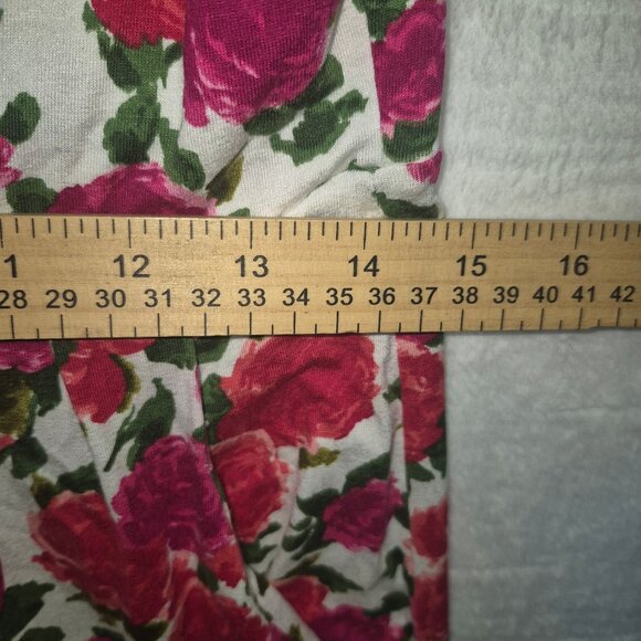 Garnet Hill Green Cotton Rose Print Dress Sz S-M Floral Fairycore Cottagecore - Picture 12 of 13